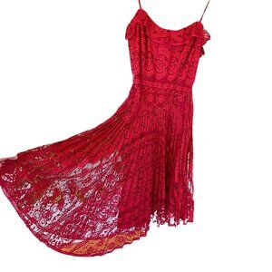 Vintage Betsey Johnson Lace Pleated Silk Dress